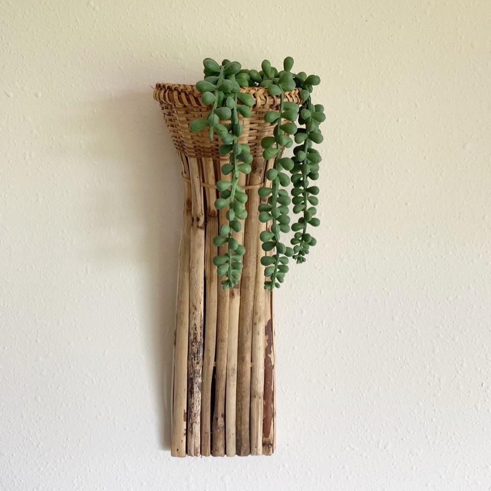 Bamboo narrow hanging basket